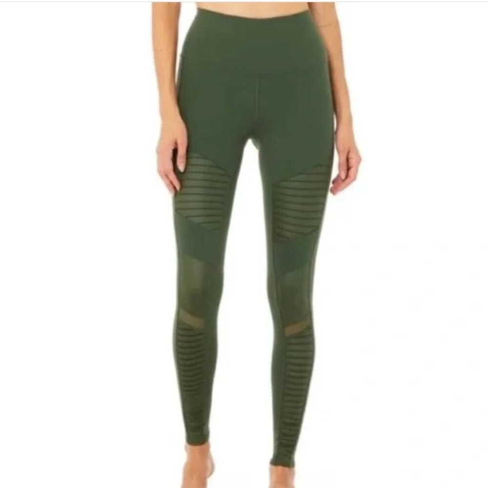 Alo Yoga High Waist Moto Legging Ankle Hunter Green